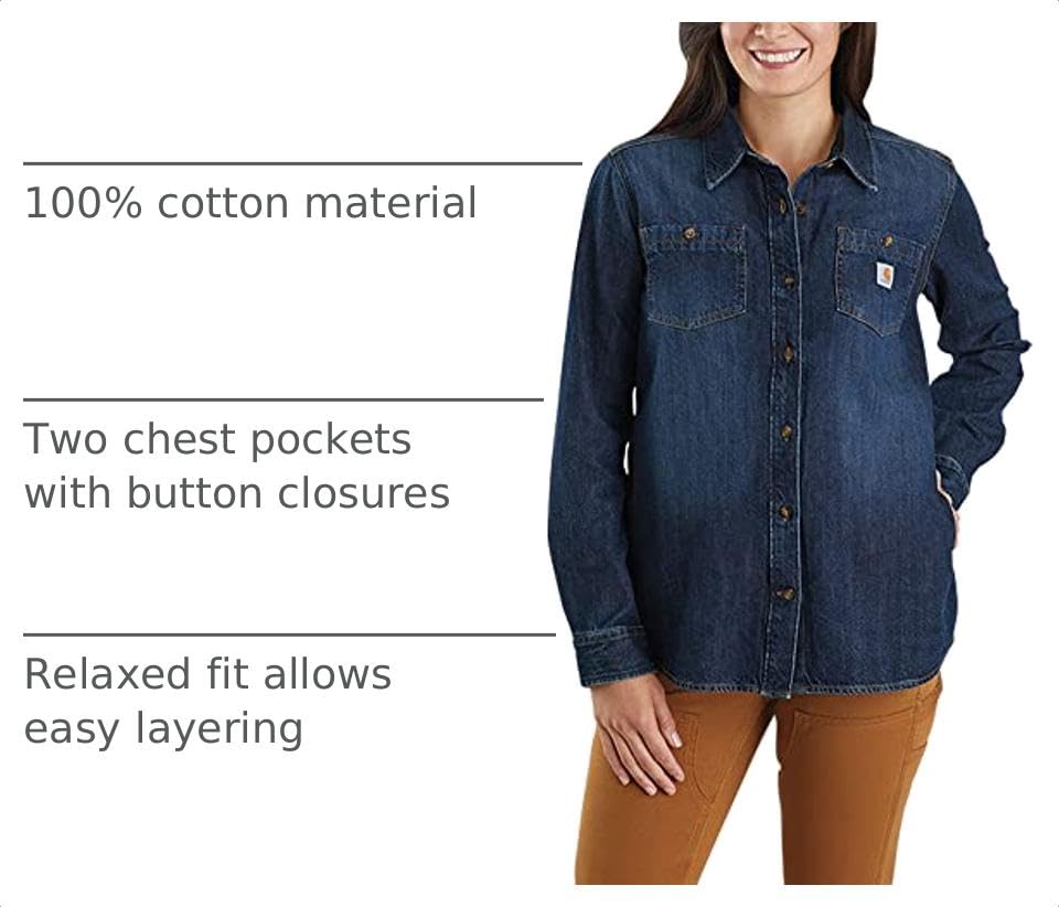 Image of Carhartt Women's Relaxed Fit Midweight Denim Overshirt
