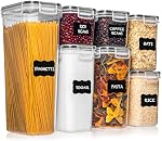Shazo 7PC Contenants de stockage des aliments avec lids, contenants hermétiques pour l'organisation de garde-manger, BPA Contenants de cuisine gratuits pour les pâtes à sucre de farine, contenants de stockage de cuisine empilables