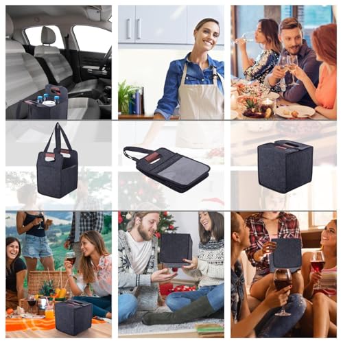 Portabebidas con asa – para Bebidas Reutilizable aislada para Coche 20 x 28 x 12 – 32 cm, para Taza de café portátil Plegable de Fieltro para Llevar, portabebidas – al Aire Libre y de - imagen 3