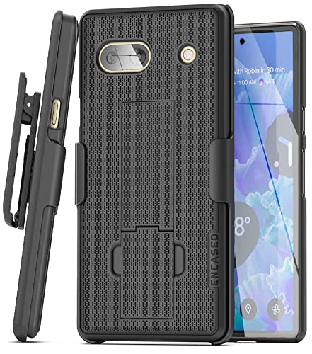 Encased DuraClip Designed for Google Pixel 7a Case with Belt Clip, Slim Kickstand Phone Cover with Rotating Holster (2023 Release)