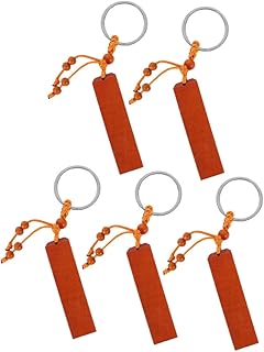 RVHAOODI 5PCS Keychains de Madera en Blanco Pendientes de Llaves de Madera para elaboración de personalización y Accesorios de Llavero para proyectos Personalizados