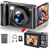 Digitalkamera 4K 56MP Focusinc Kamera Fotokamera mit 3'' 180° Klapp-Bildschirm, 16X Autofokus Digitalzoom Kompaktkamera mit 32G Karte, Vlogging-Kamera für Kinder Teenager Anfänger
