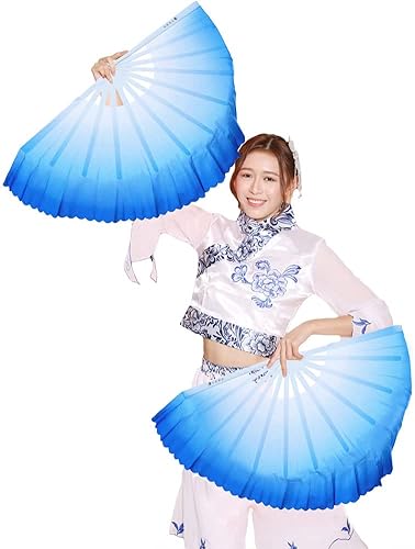 ZooBoo - 1 par de abanicos de plástico Taichi Kungfu para bailar, artes marciales, deportes, ventilador plegable de mano izquierda de 13 pulgadas +