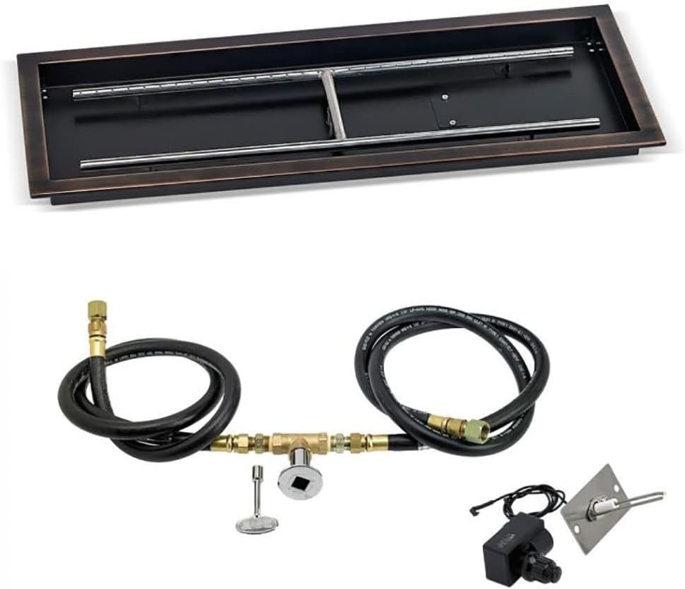 American Fireglass 48 x 14 Rectangular Oil Rubbed Bronze (OB-AFPPKIT-N-48) Stainless Steel Drop-in Pan with Spark Ignition Kit (Natural Gas)