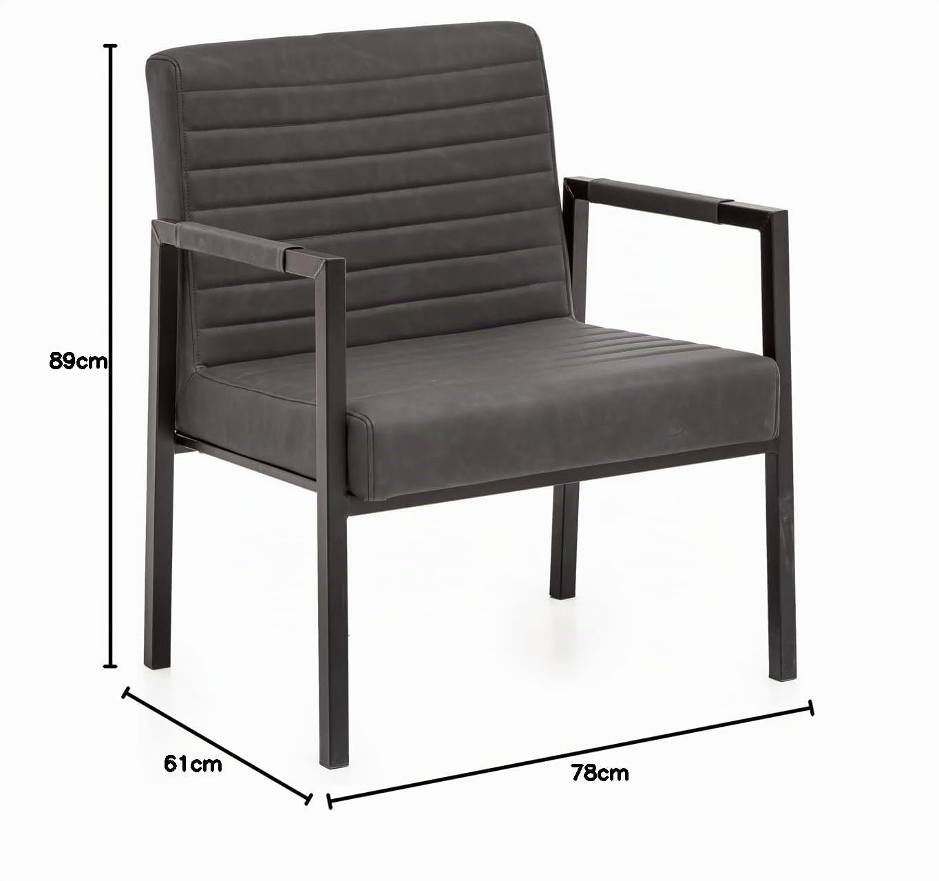 Woodkings XXL Esszimmer Stuhl Wellington mit Armlehne Kunstleder, Schwerlaststuhl belastbar bis 250kg modern, Designstuhl, Metallgestell schwarz (Grau)