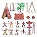NUOBESTY 1 Juego de Figuras de Plástico Indias Juego de Juguetes Figuras Nativas Americanas Tienda de Tótem Vaquero del Oeste Salvaje con Caballo Kit en Miniatura para Niños Regalo de