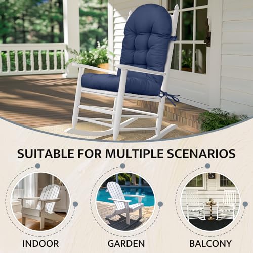 Image of mudilun Adirondack Chair Cushion Waterproof 44x19x4in Rocking Chair Pads | Water-Resistant and UV-resistant,High-resilience foam fill,4 inch thick,ties & Anti-slip bottom,for outdoor /patio /porch /garden