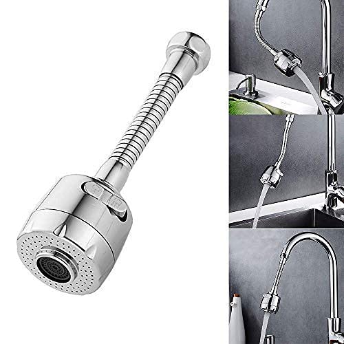 POSTEN Stainless Steel Flexible 360 Degree Rotating 2 Modes Water Saving Faucet Nozzle Water Faucet Sprayer for Kitchen Sink, Bathroom (Silver) (Faucet)