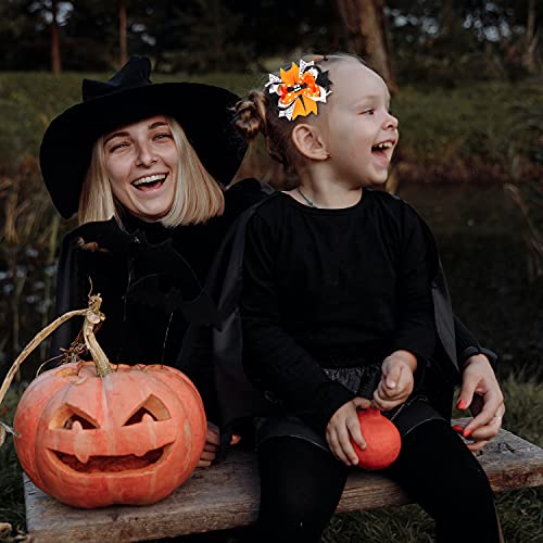 Halloween Hair Bow Clips,Cute 3 Layers Grosgrain Hair Pins For Girls Kids,Ghost Bat Hair Barrette Accessories For Halloween Party #TOP3