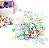 100 Pcs Flat Button Type Head Pins Sewing Patchwork Pins Sewing Supplies for DIY Sewing Projects Colorful Practical and Attractive