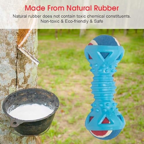 Image of PremiumAV Double Ball Dumbbell Dog Chew Toy for Small & Medium Dogs - Natural Rubber Interactive Teeth Cleaning Toy, Durable Puppy Chew & Molar Toy, Brain Stimulating Play Toy