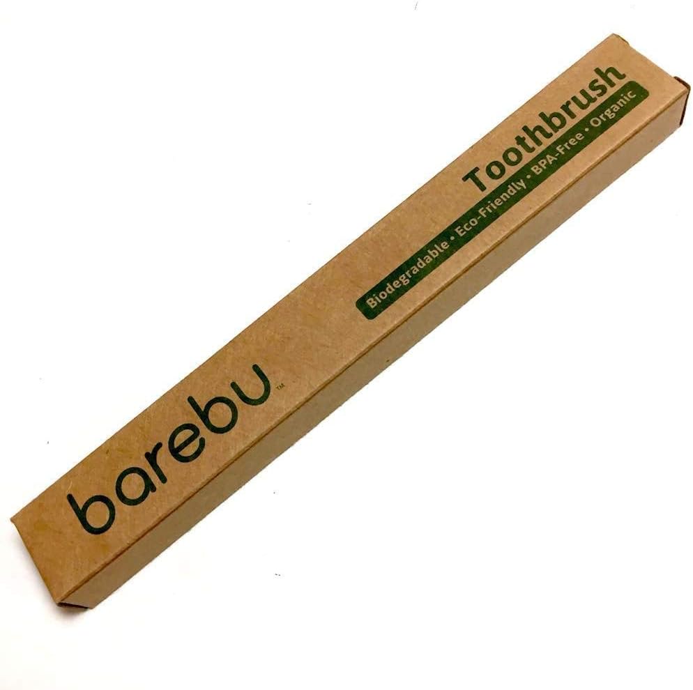 BPA-Free, Biodegradable, Organic Bamboo Toothbrush - Charcoal Infused Naturally Whitening Bristles, Pressed Glue-Free Bristles, Environmentally Friendly (32-Pack)