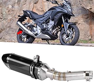 for Honda Cbr500R Muffler - Motorcycle Exhaust Mid Pipe with Carbon Fiber Slip-on Muffler DB Killer Silencer Stainless Steel Fit for CBR500R CB500F CB500X