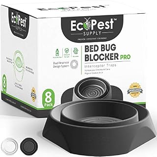 Bed Bug Interceptors  8 Pack | Bed Bug Blocker (Pro) Interceptor Traps (Black) | Eco Friendly Insect Trap for Bed Legs | No Chemicals or Pesticides | Monitor, Detector, and Trap for Bed Bugs
