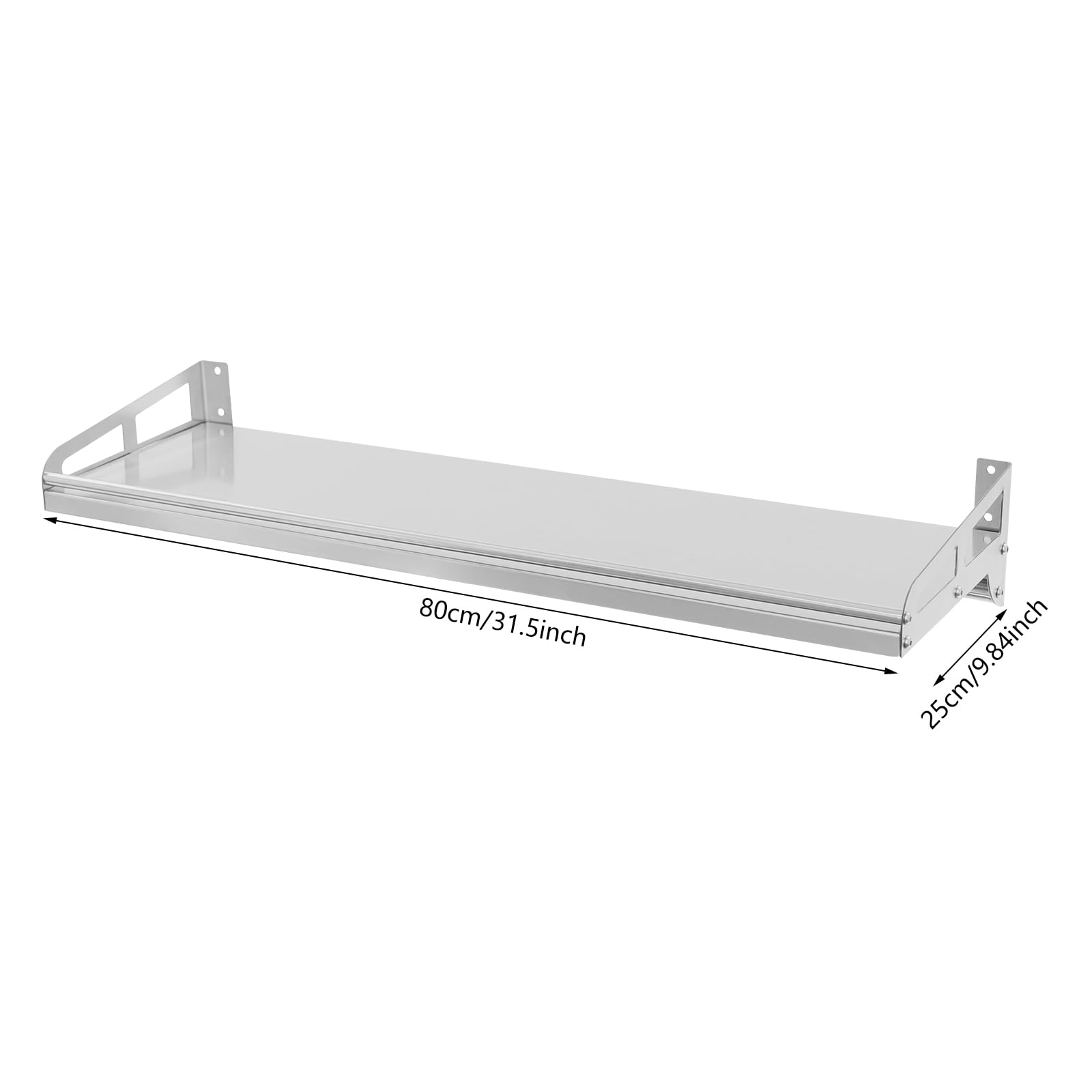 Mikrowellenregal Wandregal Küchenregal Edelstahlregal Gewürzregal Ablage Hakenleiste Edelstahl 304 80 x 25 cm Wandmontage für Küche Gewürze Geschirr Küchenutensilien Silber 50 kg