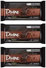 Kit 3 Barra Chocolate Divine Supremo 70G Amargo 70% Cacau