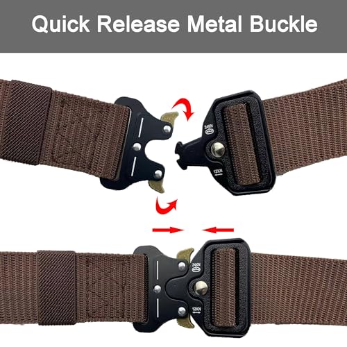 Tactical Belt: Military Style Quick Release Metal Zinc Alloy Buckle Belts - 1.5" Polyester Web Work Belt3