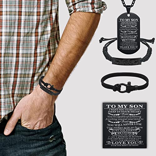 Butishop To My Son Bracelet Personalized Nautical Bracelet Dog Tag Necklace You Will Never Lose Inspirational Son Bracelets From Mom And Dad Birthday Christmas Graduation Son Gifts #TOP2