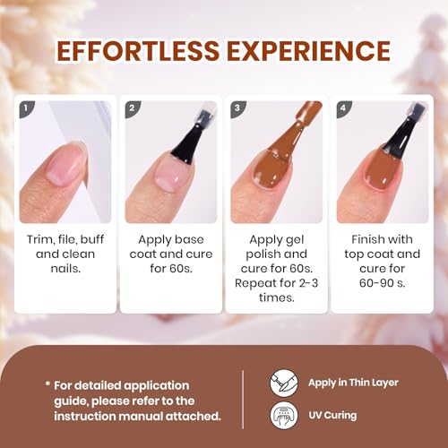 Image of Beetles Gel Nail Polish Set - Sonata Gel Polish, 20 Colors Brown Burgundy Red Green Glitter Soak Off UV LED Gel Polish Kit with Base Coat Glossy Matte Top Coat Manicure Gift for Women