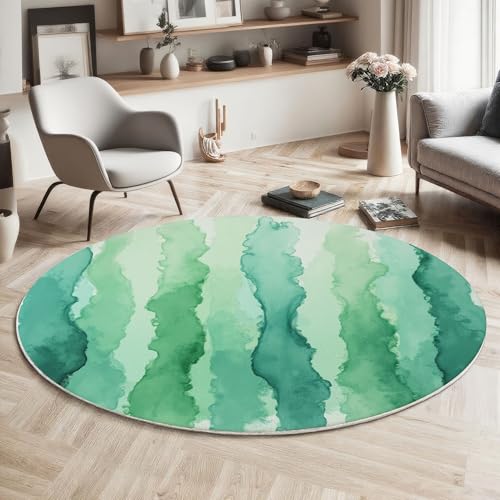 Tapis rond lavable et antidérapant en microfibre douce bleu sarcelle
