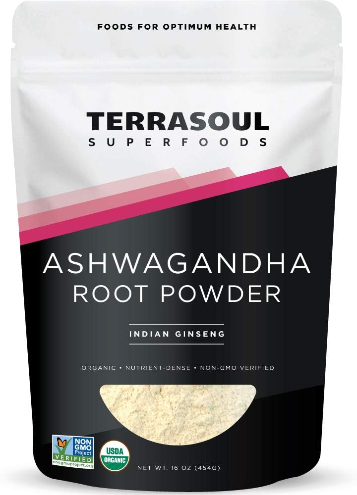 Organic Ashwagandha Root Powder, 1 Lb - Stress Adaptogen | May Improve Sleep | Lab-Tested for Quality