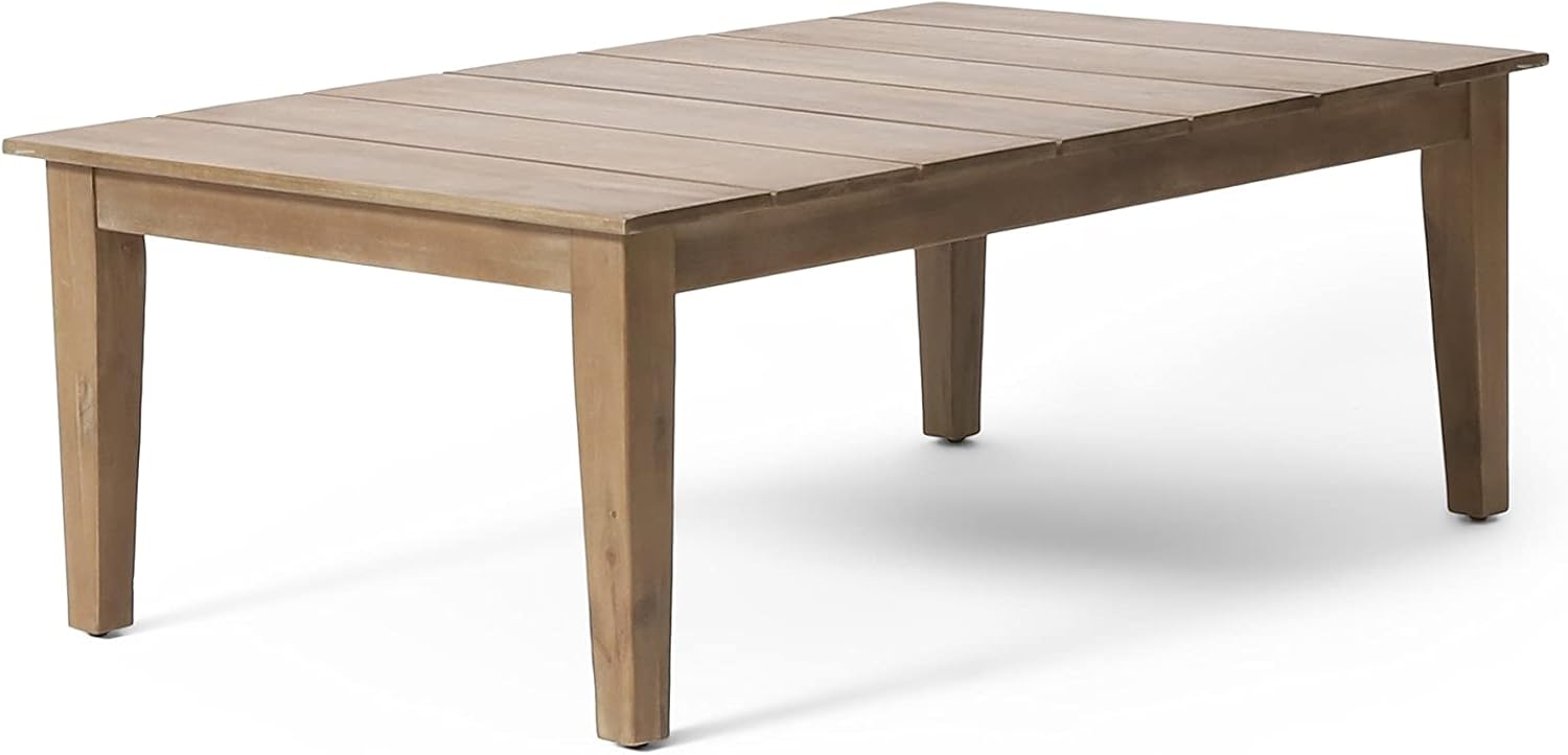 Acacia Wood Outdoor Coffee Table Brown Rustic Rectangular Water Resistant