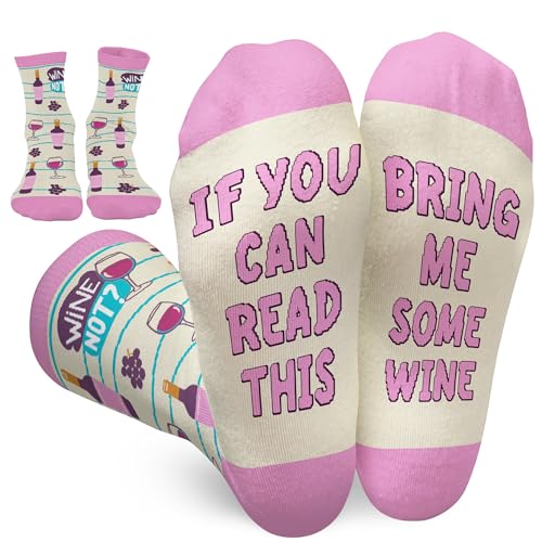 FOURSTUFF Wine Socks - Wine Gifts for Women Drink Lovers Drinkers - Winery Gifts for Women Birthday Christmas - Funny Christmas Holiday Socks