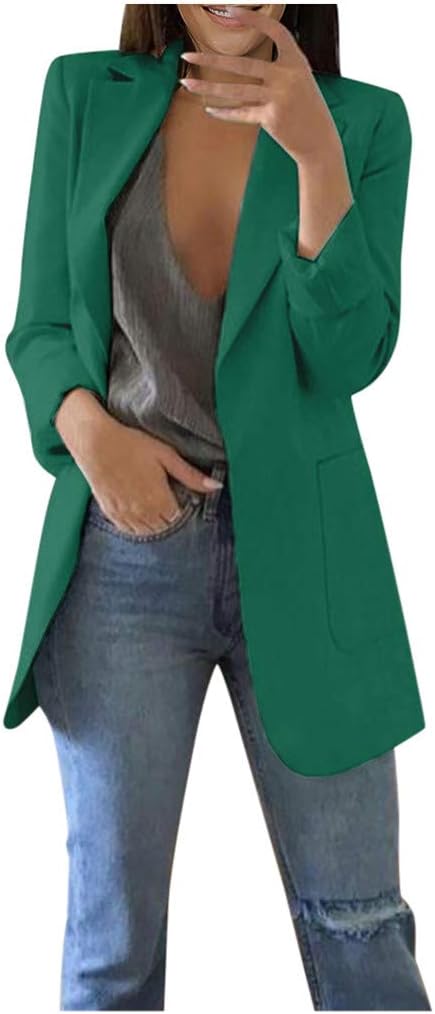 Cashmere Wool Coat Women's V Long Sleeve Fashion Suit for Women Patchwork Coat for Women Coat Wind and Waterproof, Armeegrün-11.17, XXXL