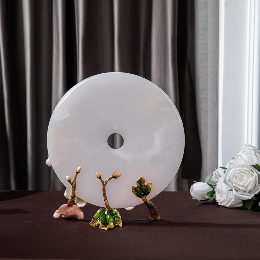 Naturalnie kwitnący jadeit Cloisonné kwiatowy wystrój Feng Shui z kryształową podstawą, ręcznie wykonana emaliowana sztuka harmonii dla domu i biura w chińskim stylu