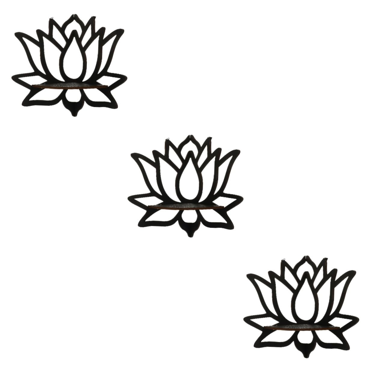 Veemoon 3 Pièces Étagères Murales D Angle Bois Forme Fleur de Lotus Étagères Flottantes Décoratives pour Salon et Chambre Rangement Mural Compact et Facile à Installer