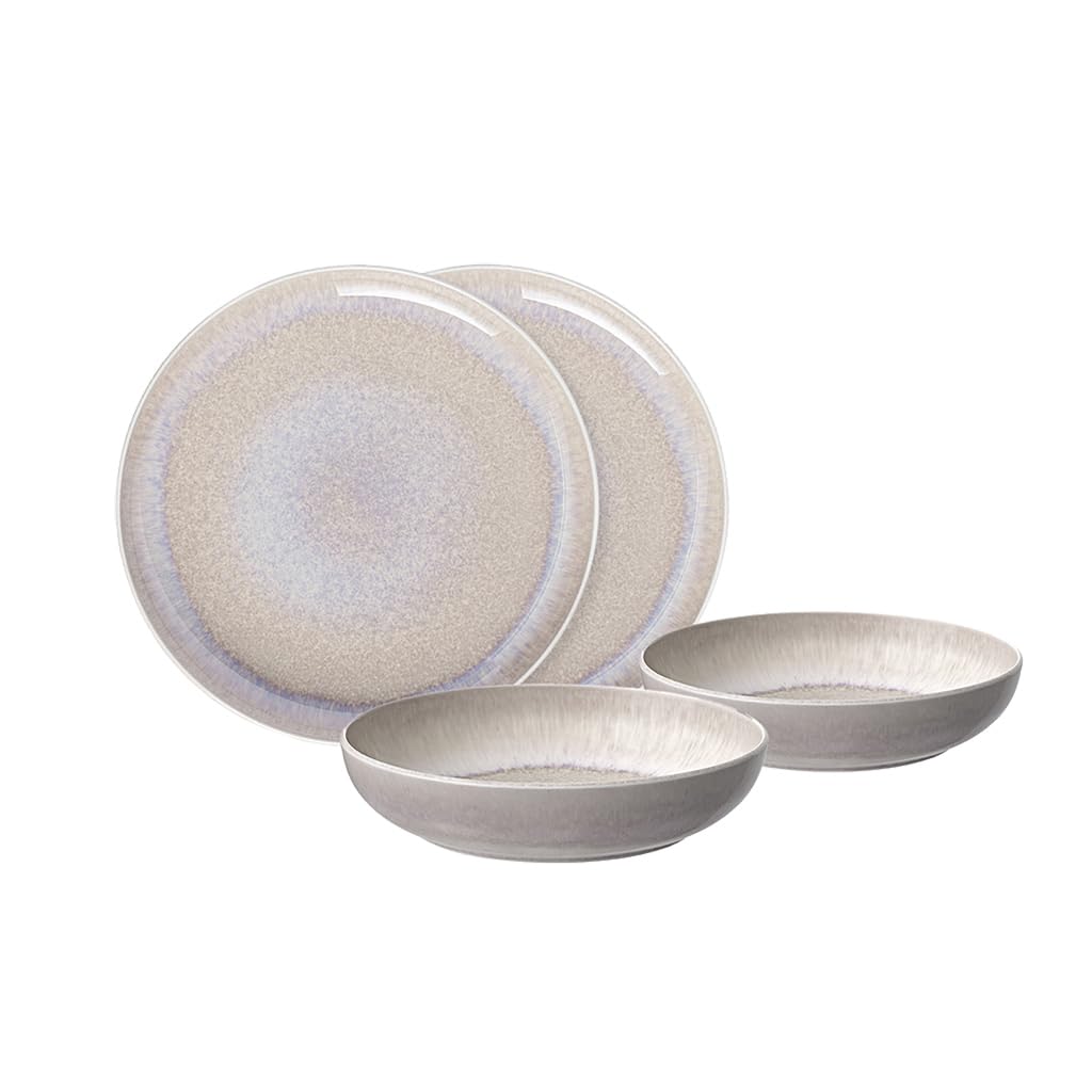like. by Villeroy & Boch Perlemor Sand Geschirr-Set, 4-teilig für 2 Personen