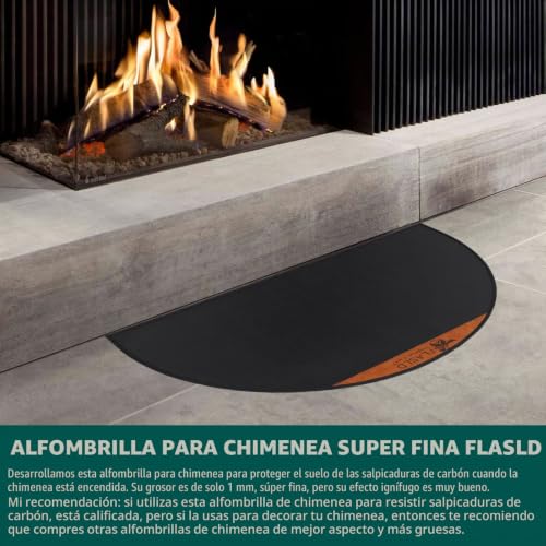 Miniatura 2 de Flasld Alfombra Ignífuga Para Chimenea De 61 X 107 Cm, Media Ronda Para Hogar Protege Los Pisos De Las Brasas, Alfombra De Fibra De Vidrio Recubierta De Silicona
