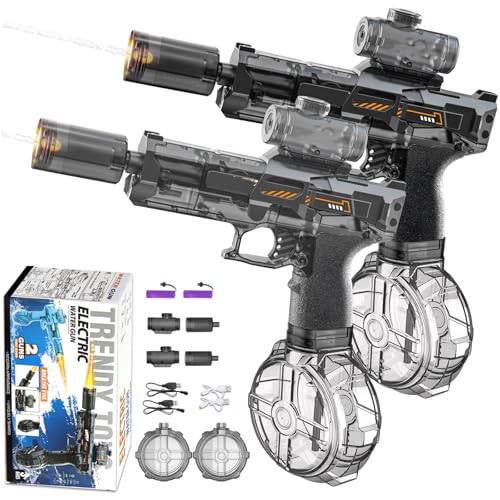 2Pcs Pistola de Agua eléctrica, Potente Pistola de Agua Eléctrica Alta Capacidad Pistolas de Agua Automáticas Playas y Jardines Verano al Aire Libre Juegos de Agua Juguete Blaster de Largo Alcance(A)