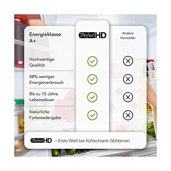 PerfectHD LED Kühlschrankbirnen - warmweiß - 5er Set - Kühlschranklampe - 2700 K - 1,5 Watt – Bild 6