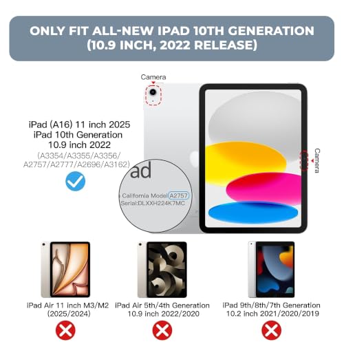 Image of MOCA Case for iPad (A16) 11th Generation 11 Inch 2025 10th Generation 2022 iPad 10.9 Inch Slim Stand Hard Shell Back Protective Smart Cover for 10.9 inch iPad 10th Gen 2022 Release A2696 A2757 A2777