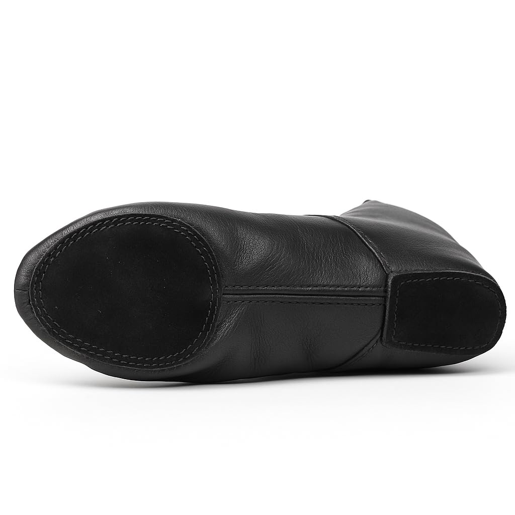 Stivali da jazz da ballo: scarpe da jazz alte nere con lacci, in pelle di alta qualità, suola piatta con spacco, stivali jazz sopra la caviglia, per donne, ragazze, bambini e uomini