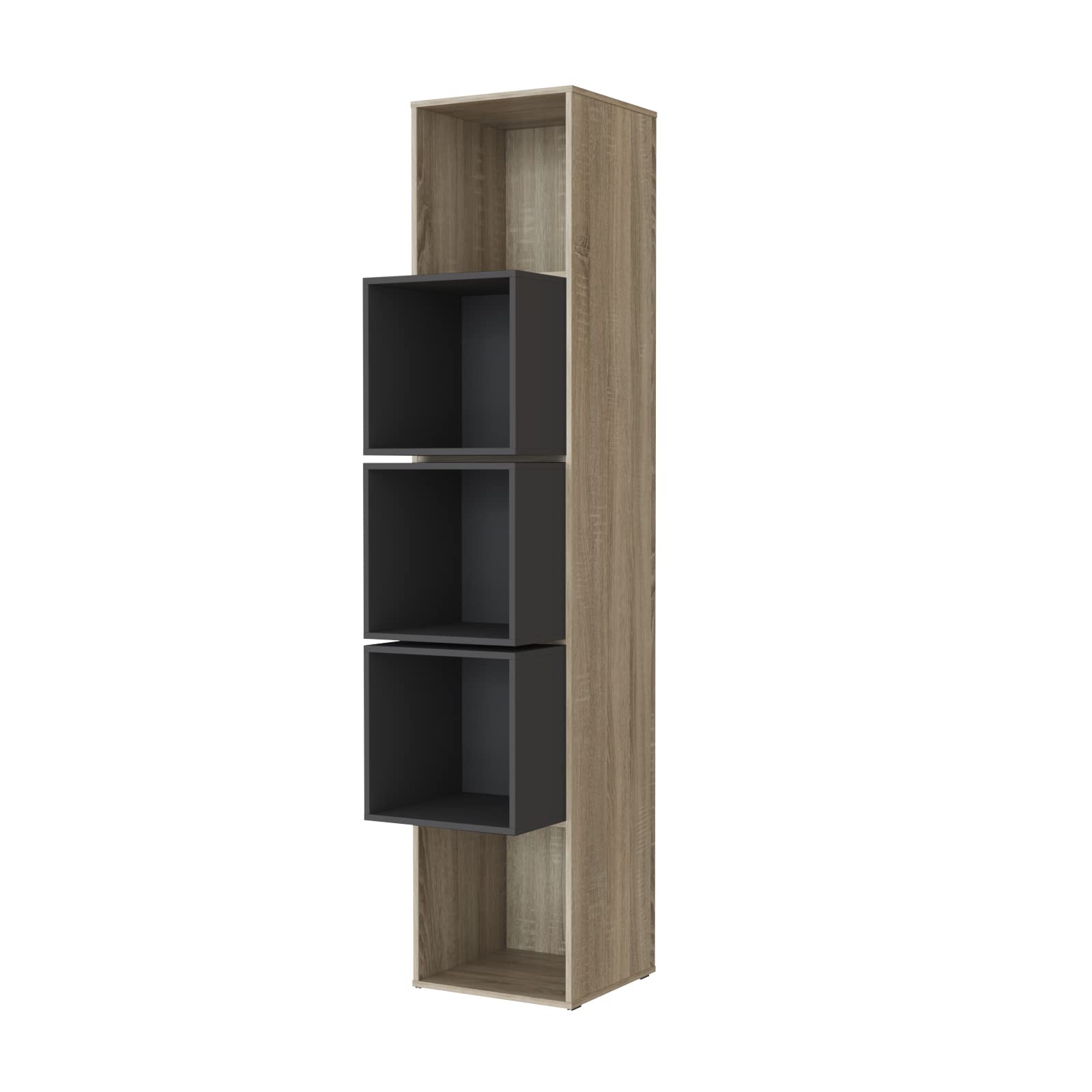 SMARTBett Amazon Regal in 4 Regal Eiche Sonoma + 3 Würfel Anthrazit