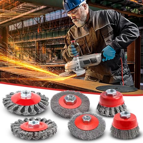 Mantenimiento industrial con cepillo de alambre para amoladora angular de seis piezas 3