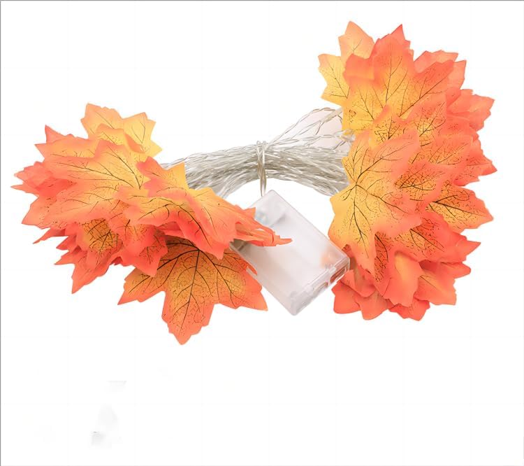Simulación LED de hoja de arce, cadena de luces de calabaza para Navidad, Halloween, habitación, patio, cadena de luz de color 24V enchufable 300