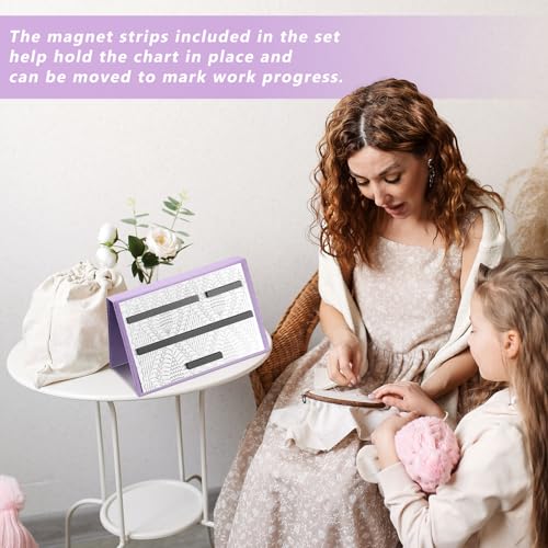 Flutesan 1 Pcs Knitting Pattern Holder, Fold up Cross Stitch Knitting Chart Keeper with Replacement Magnets, Magnetic Cross Stitch Accessories (Folded Size 6.1 x 9 Inch,Purple) by Flutesan - Image 5