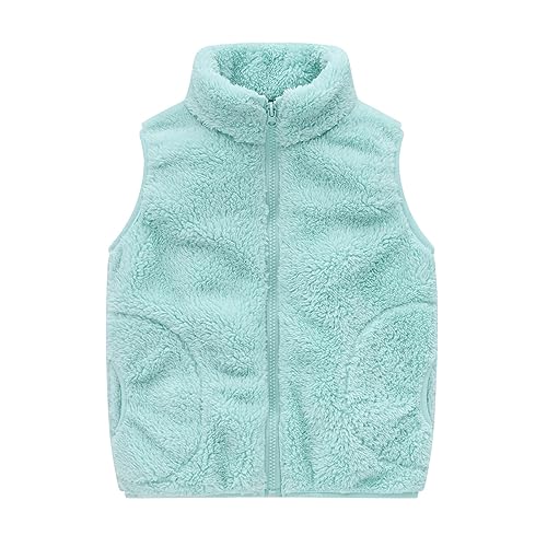 Baby Boys Girls Fleece Stand Collar Vest Zip Up Sleeveless Toddler Fuzzy Fall Winter Warm Outerwear with Pockets