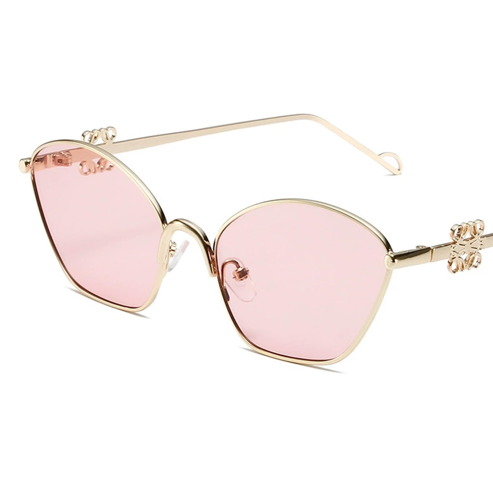 LIANTIAN Shades Sunglasses, Large Sunglasses with Metal Frame, Pilot Sunglasses for Parties and Outdoor Sports(Pink,14 * 14 * 4 cm)
