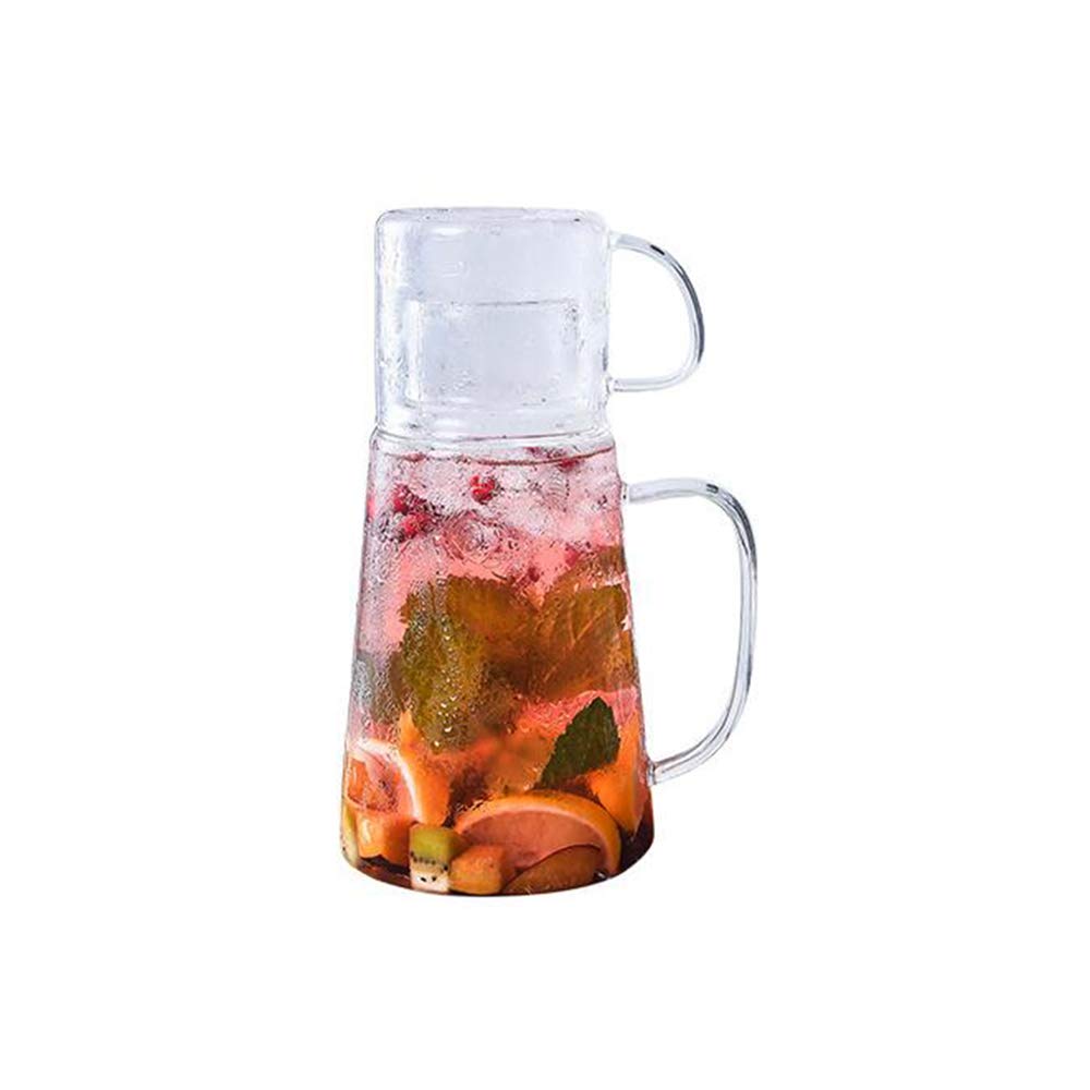 Caraffa, caraffa in Vetro termoresistente, brocca per Bevande in Vetro con Coperchio, per tè Freddo e Succo Fatti in casa - Ideale per Feste ed Eventi 1.2l