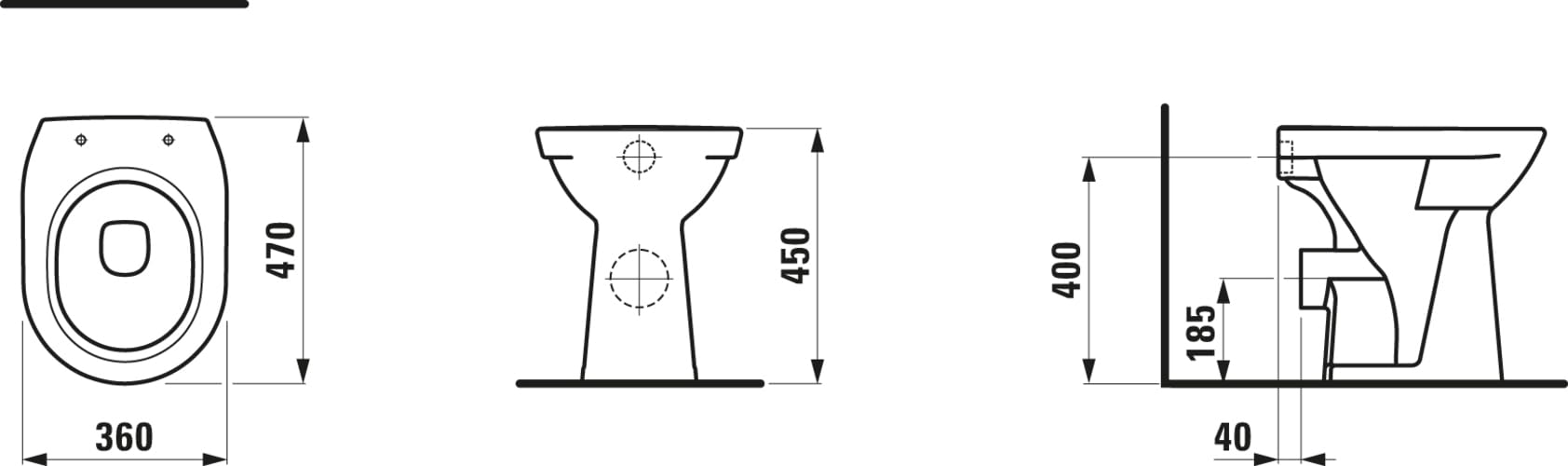 LAUFEN PRO Stand-Tiefspül-WC, Abgang waagerecht, 360x470x450mm, H8259550000001, Farbe: Weiß