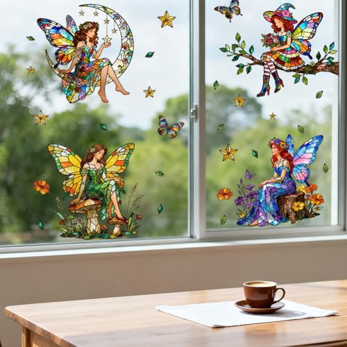 ANATTASOUL Fées Et Papillons Sticker Fenetre pour Printemps et été – vue 5