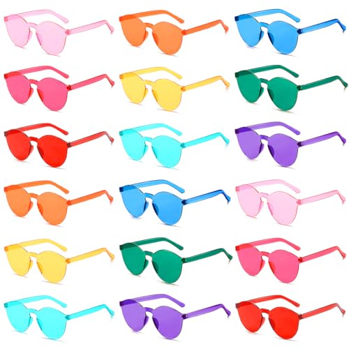 Matcheck 16 Round Shaped Rimless Sunglasses Transparent Candy Colored Glasses Clear Party Eyewear for Women