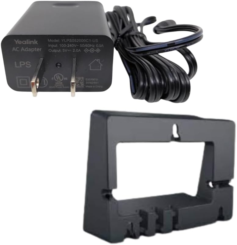 Yealink Accessory Bundle for T46G, T46S, T46U Desk Telephones - Power Supply AC Adapter and Wall Mount Bracket