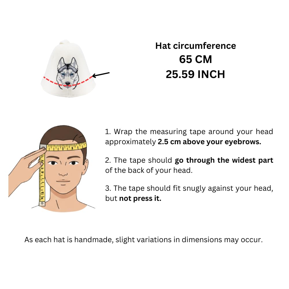 Chapeau de Sauna Sauna Husky Blanc - Feutre de Laine Biologique