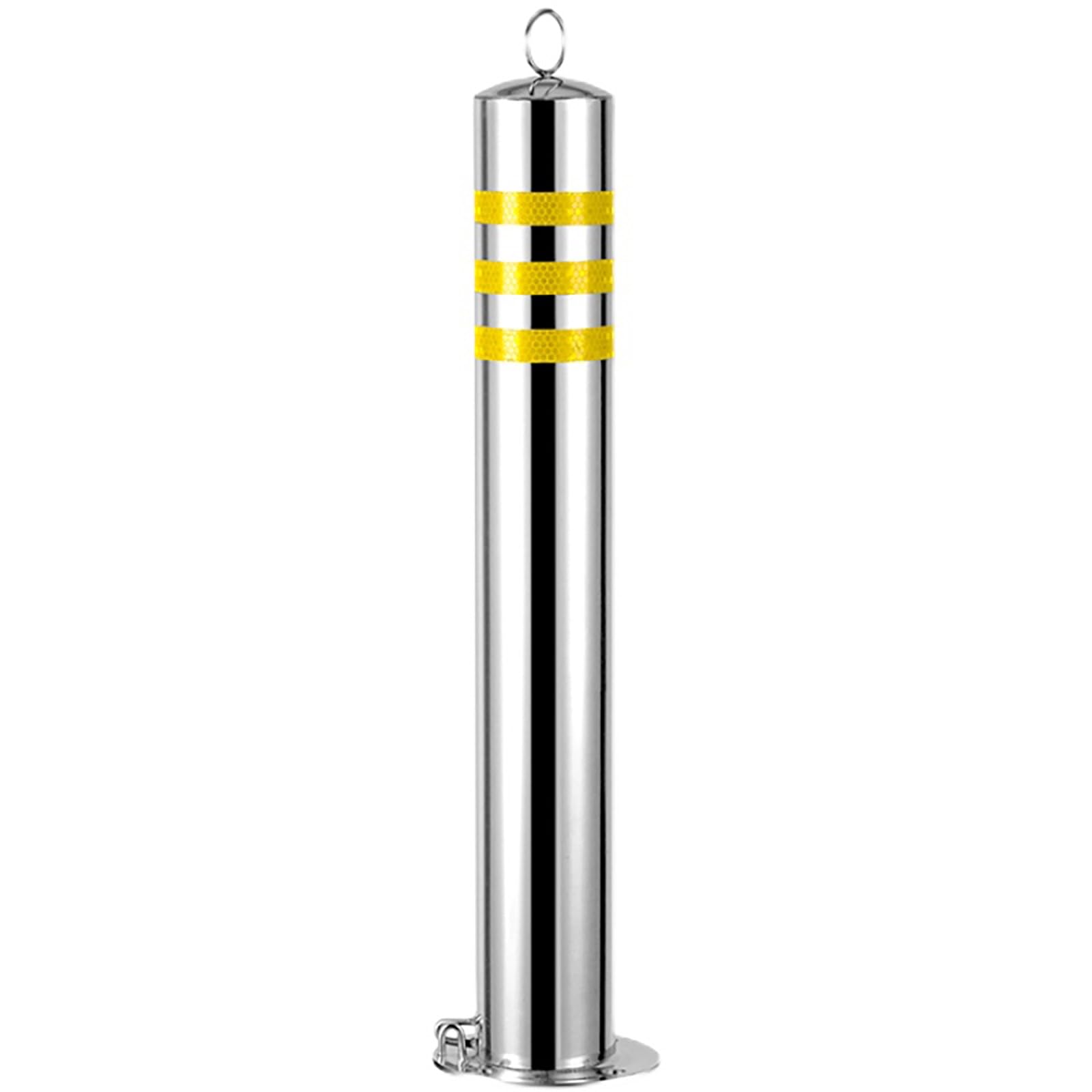 HCZKIUJY Removable Stainless Steel Parking Bollard Post, 600mm Reflective Traffic Barrier, Durable Bolt Down Driveway Safety Bollard for Sensitive Areas (600mm/23.6)
