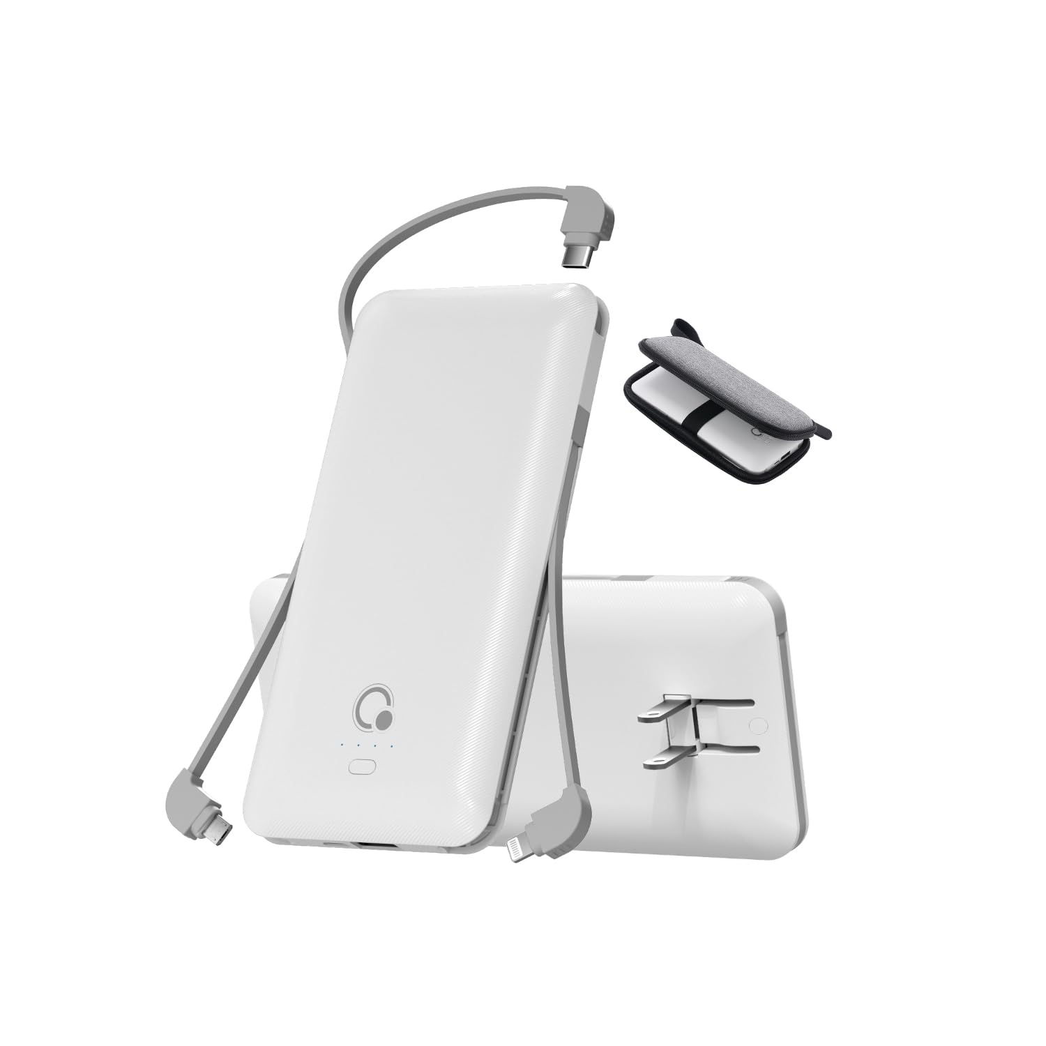 Portable Charger with Built-in Cables and AC Wall Plug, USB C External Battery Pack, 10000mAh Travel Essentials Power Bank Compatible with iPhone17/16/15/14/13, Samsung Galaxy, Pixel,Tablet and More